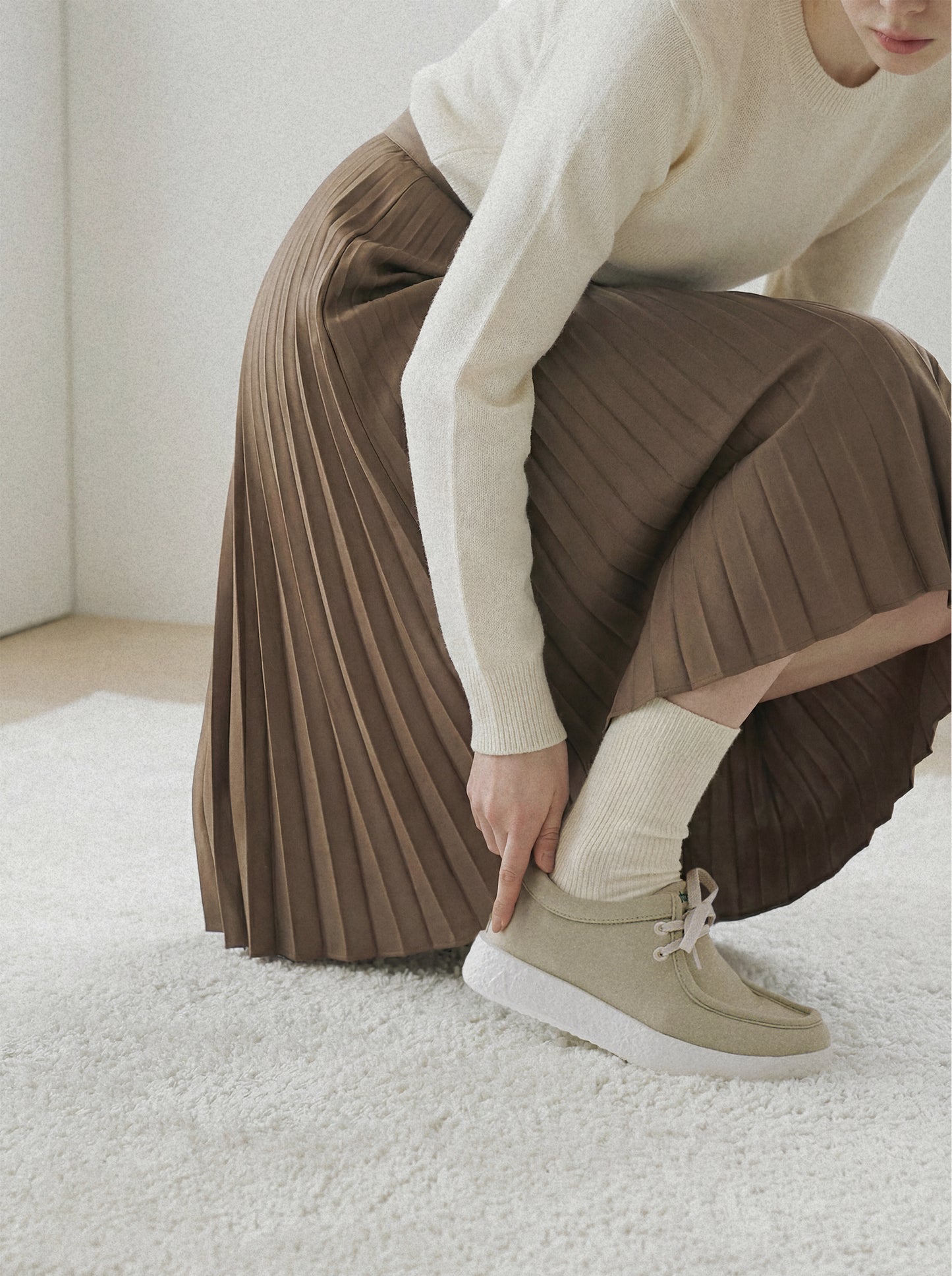 【ルムトン ワラビー IVORY】履き心地のよい 軽い メリノウール スニーカー