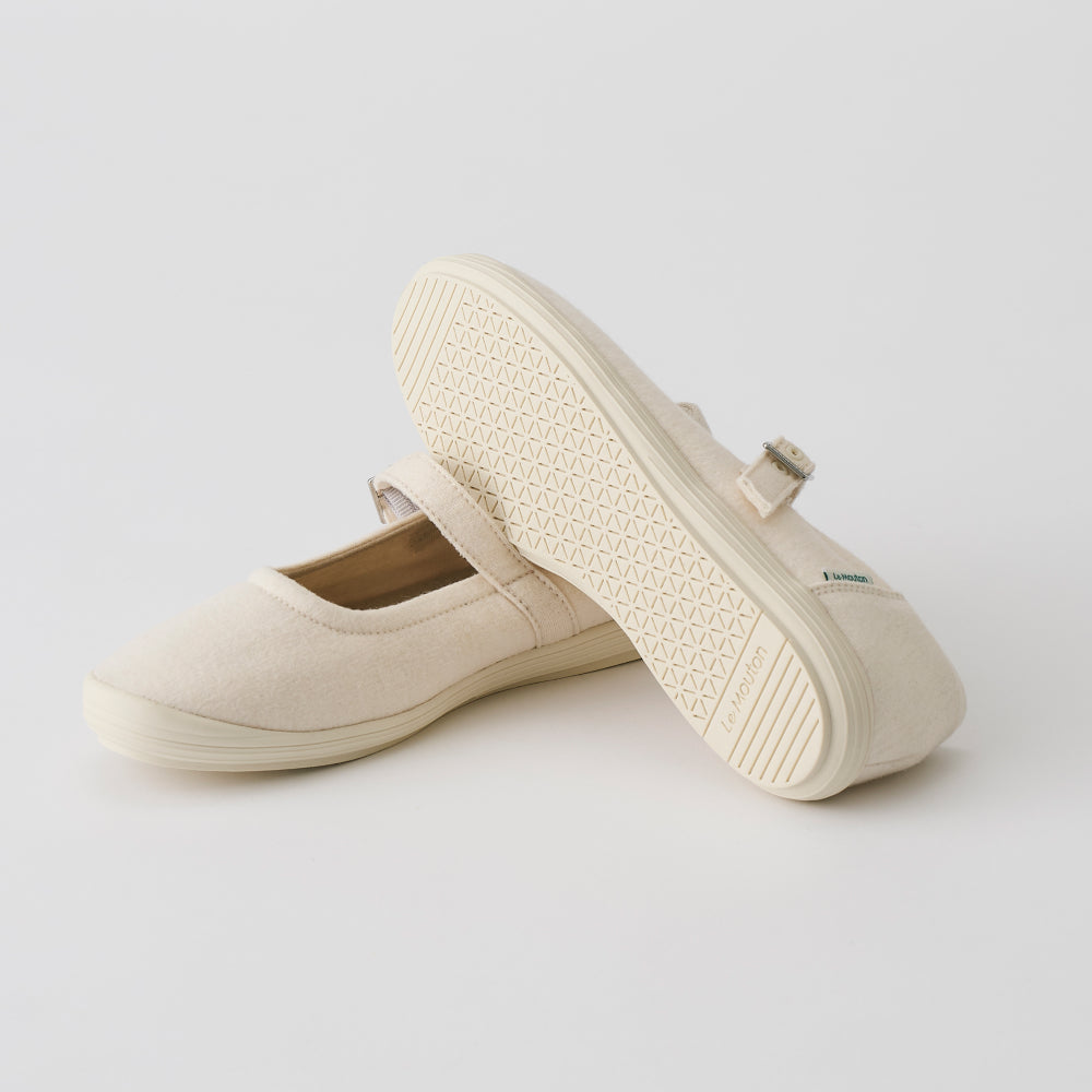 【ルムトン スイート CREAM】履き心地のよい 軽い メリノウール フラットシューズ