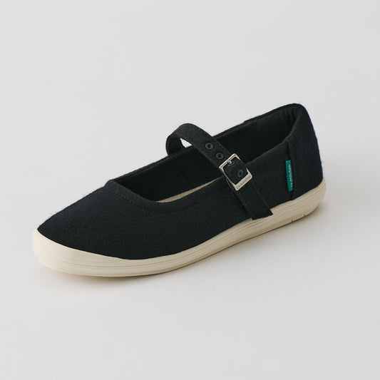 【ルムトン スイート BLACK WHITE】履き心地のよい 軽い メリノウール フラットシューズ