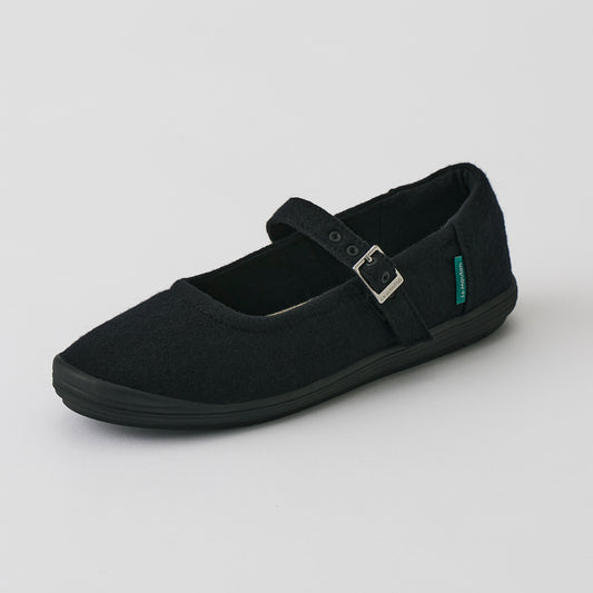 【ルムトン スイート BLACK BLACK】履き心地のよい 軽い メリノウール フラットシューズ