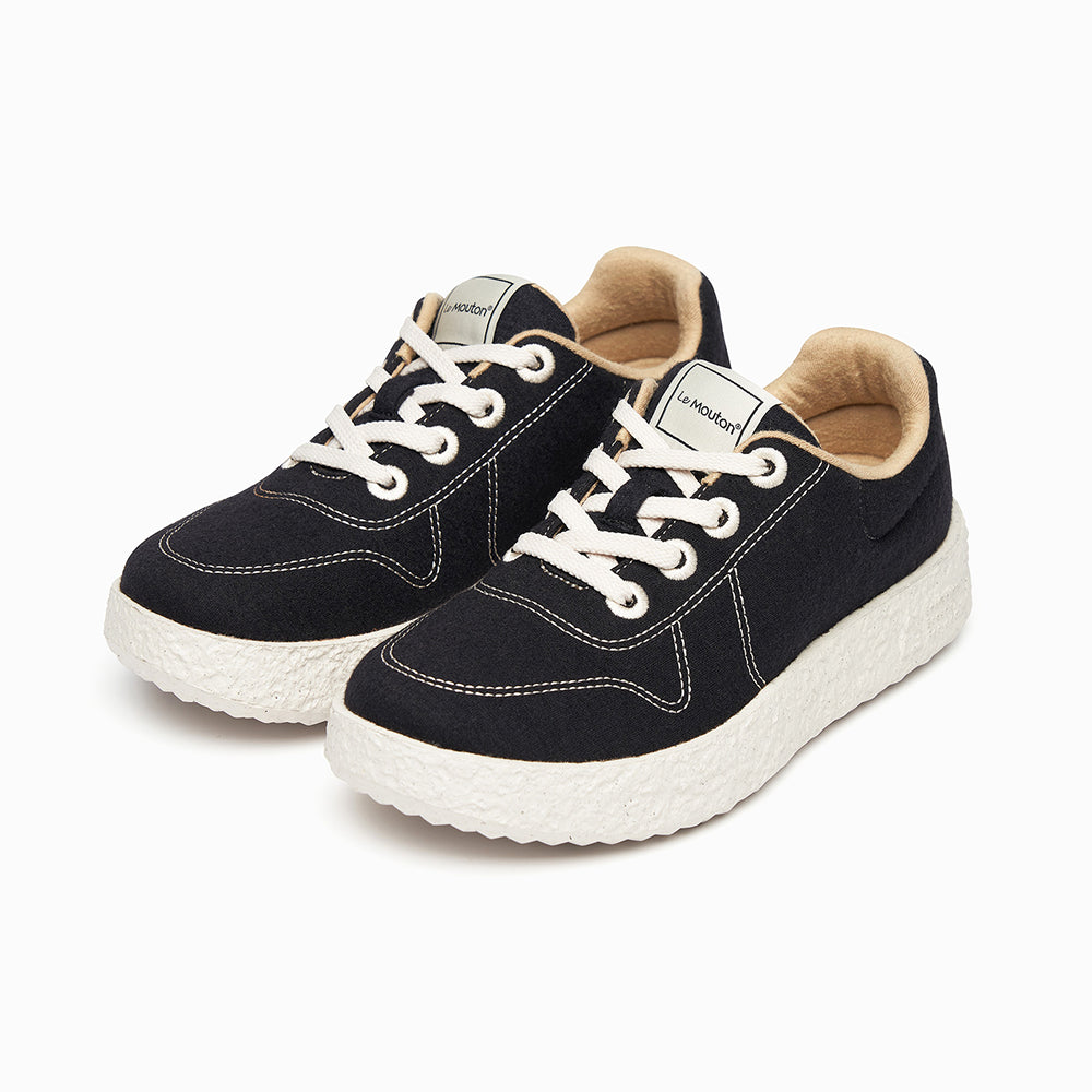 【ルムトン メイト BLACK】履き心地のよい 軽い メリノウール スニーカー