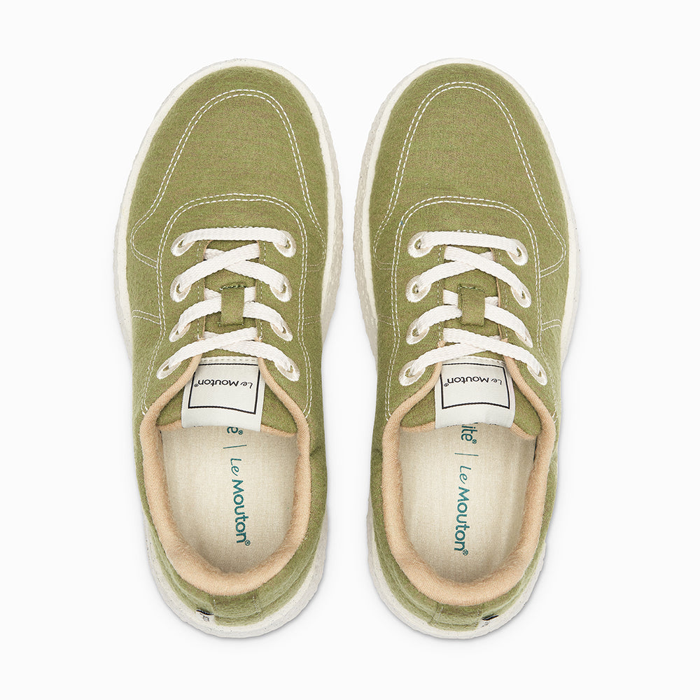 【ルムトン メイト OLIVE GREEN】履き心地のよい 軽い メリノウール スニーカー