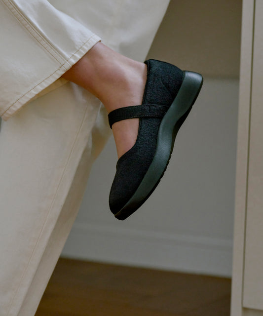 【ルムトン レッツ BLACK BLACK】履き心地のよい 軽い メリノウール スニーカー