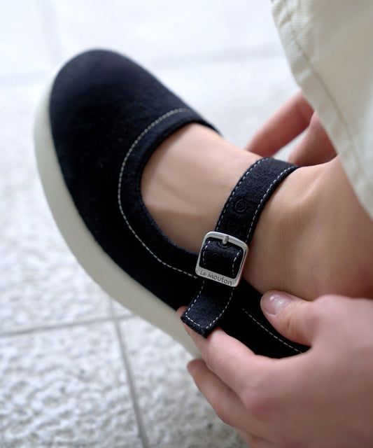 【ルムトン レッツ BLACK WHITE】履き心地のよい 軽い メリノウール スニーカー